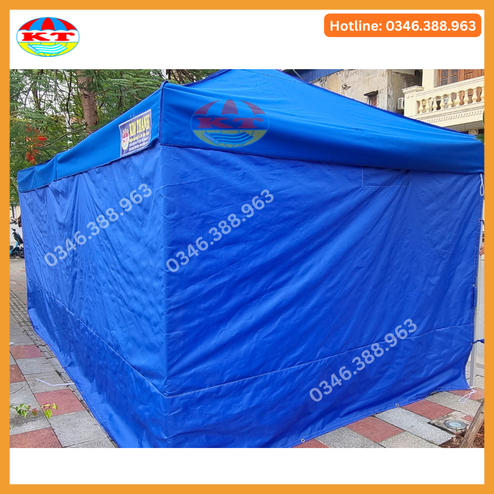 Bạt Gấp Gọn 3M x 6M Màu Xanh Dương, Quây 3 Mặt