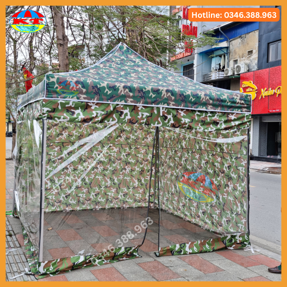 Bạt Gấp Gọn 3M x 3M Màu Rằn Ri, Quây 4 Mặt , Có Cửa Ra Vào