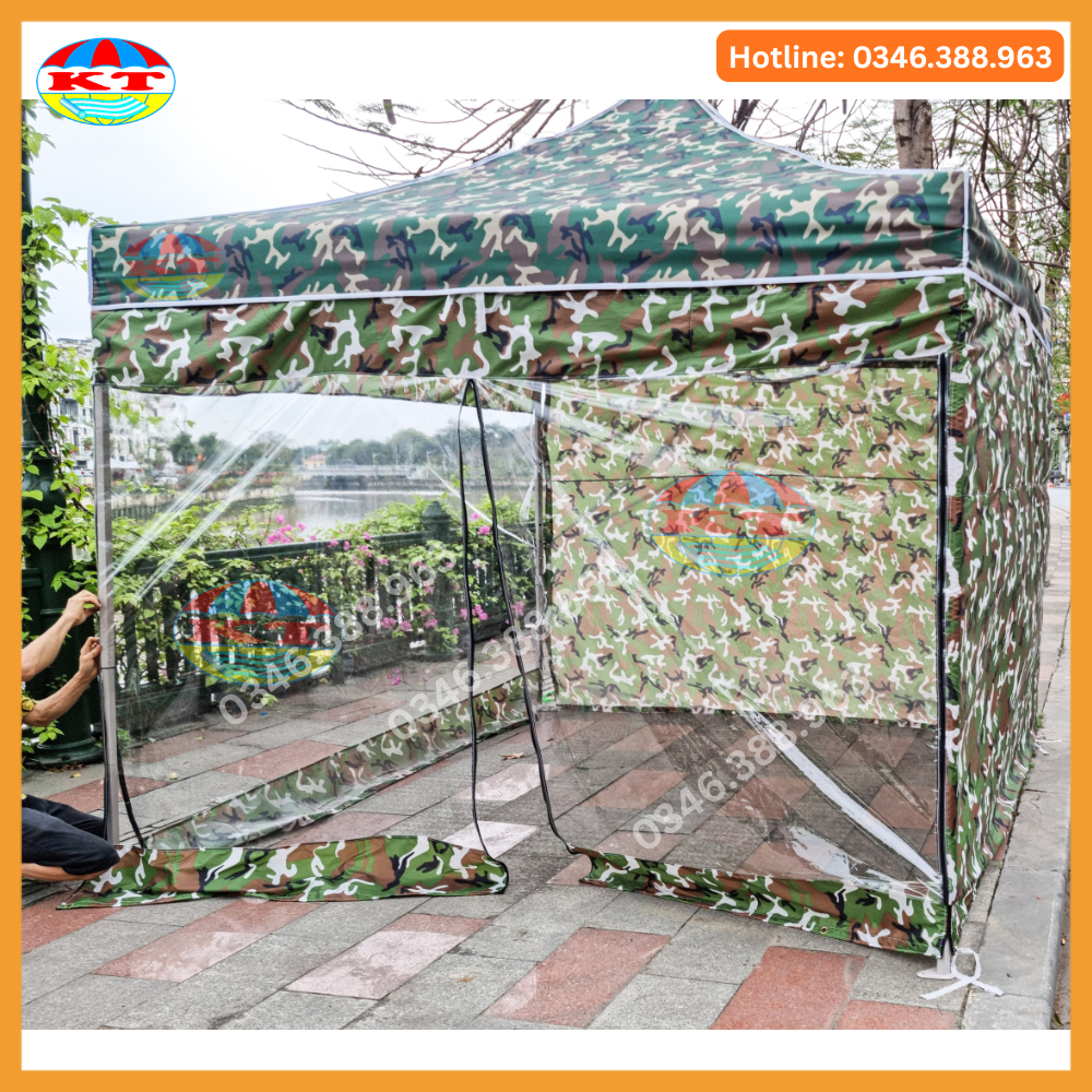 Bạt Gấp Gọn 3M x 3M Màu Rằn Ri, Quây 4 Mặt , Có Cửa Ra Vào