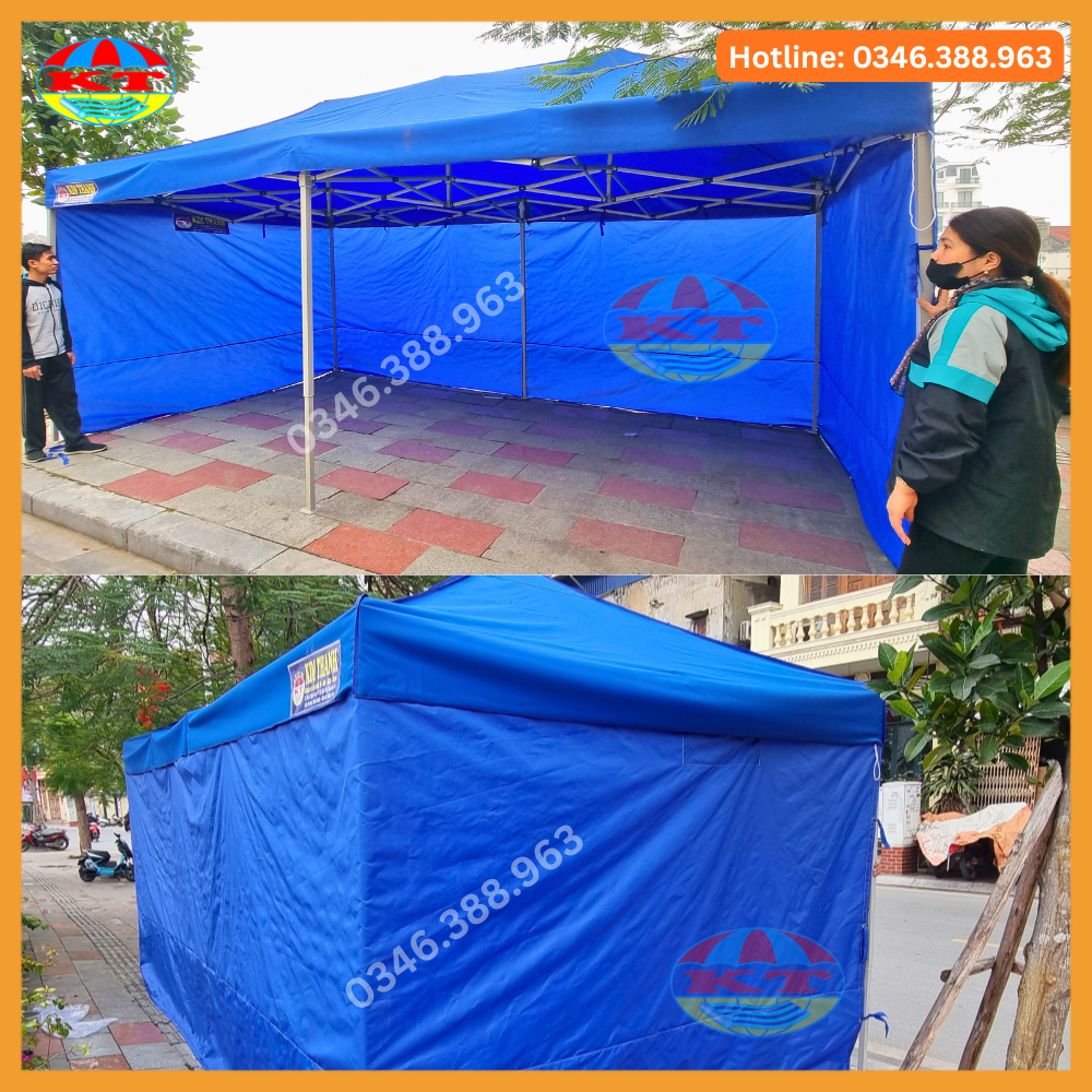 Bạt Gấp Gọn 3M x 6M Màu Xanh Dương, Quây 3 Mặt