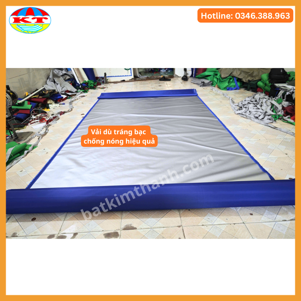 Vải dù tráng bạc xanh dương khổ 1,5m bán theo mét