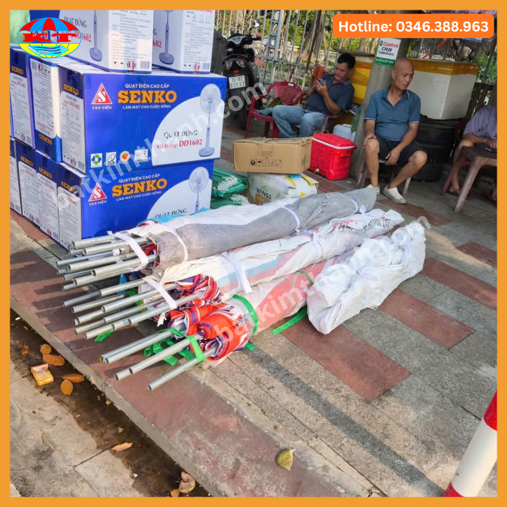Ô Tròn Che Mưa Nắng (Cam, Trắng)