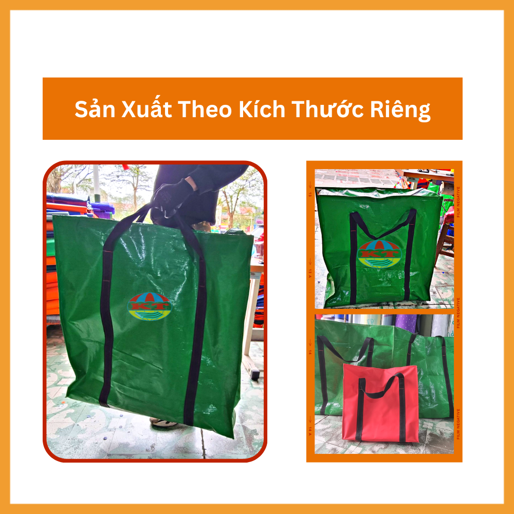 Túi Bạt Xanh Lá May Gia Cường Dây Đai (Cực chắc)