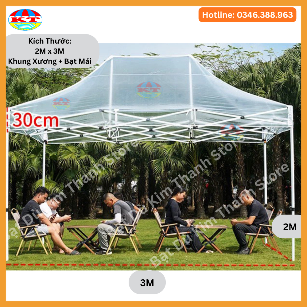Nhà Bạt Gấp Gọn Trong Suốt + Rèm Che Trong Suốt