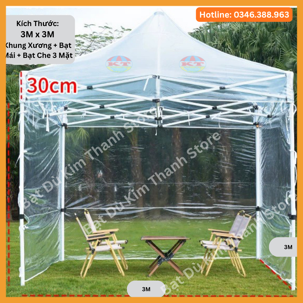 Nhà Bạt Gấp Gọn Trong Suốt + Rèm Che Trong Suốt