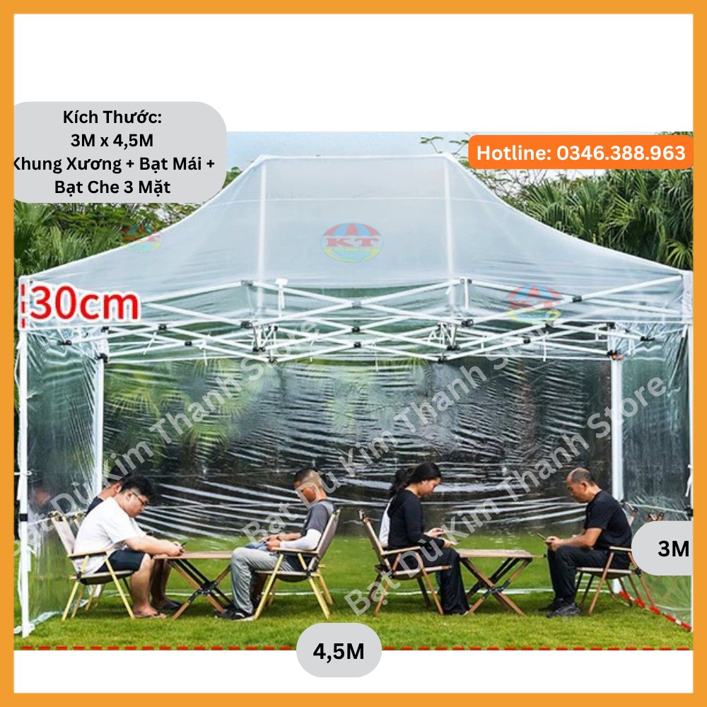 Nhà Bạt Gấp Gọn Trong Suốt + Rèm Che Trong Suốt