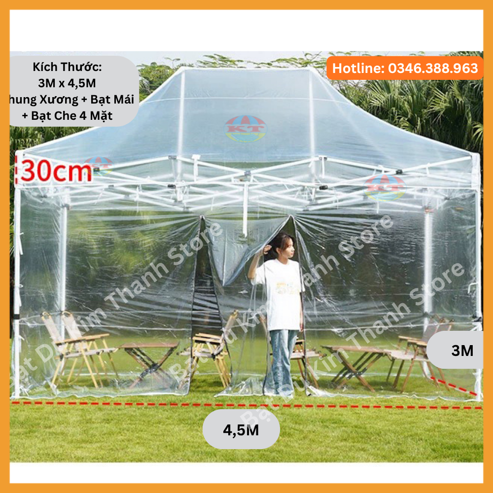 Nhà Bạt Gấp Gọn Trong Suốt + Rèm Che Trong Suốt