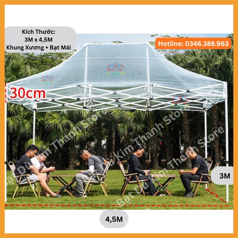 Nhà Bạt Gấp Gọn Trong Suốt + Rèm Che Trong Suốt