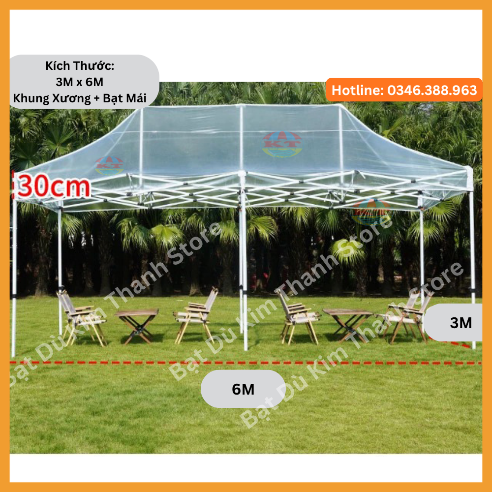 Nhà Bạt Gấp Gọn Trong Suốt + Rèm Che Trong Suốt