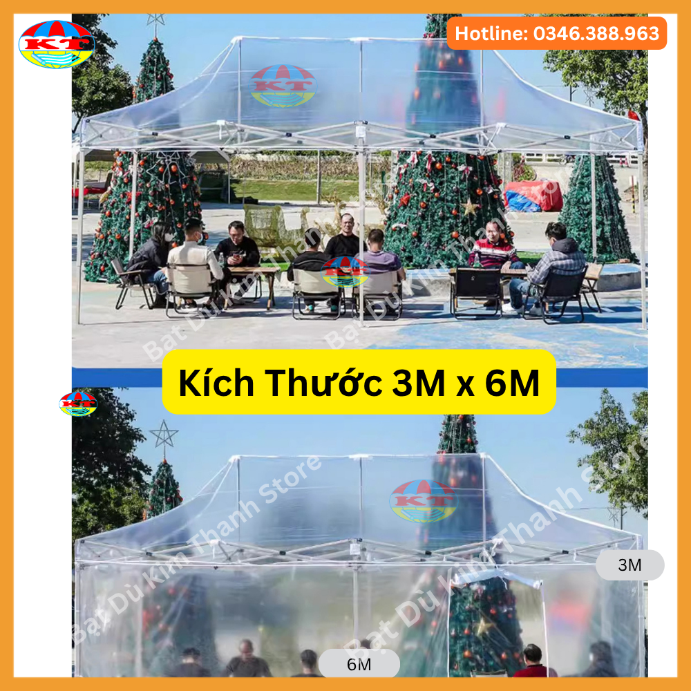 Nhà Bạt Gấp Gọn Trong Suốt + Rèm Che Trong Suốt