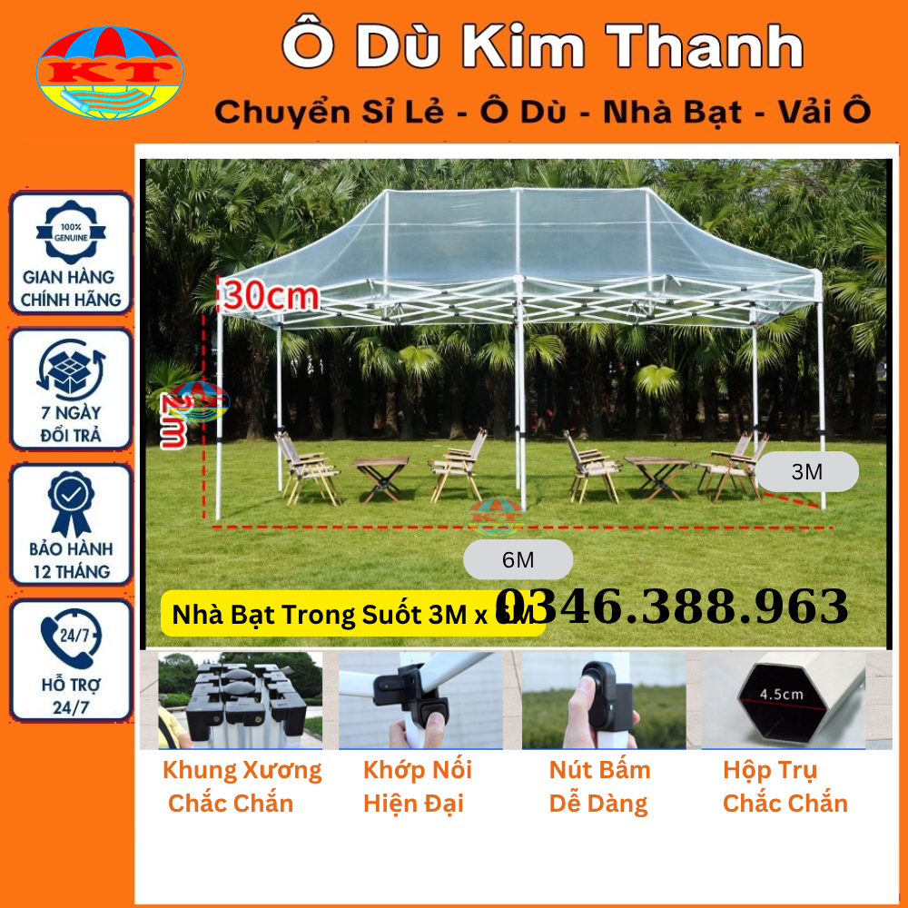 Nhà Bạt Gấp Gọn Trong Suốt + Rèm Che Trong Suốt