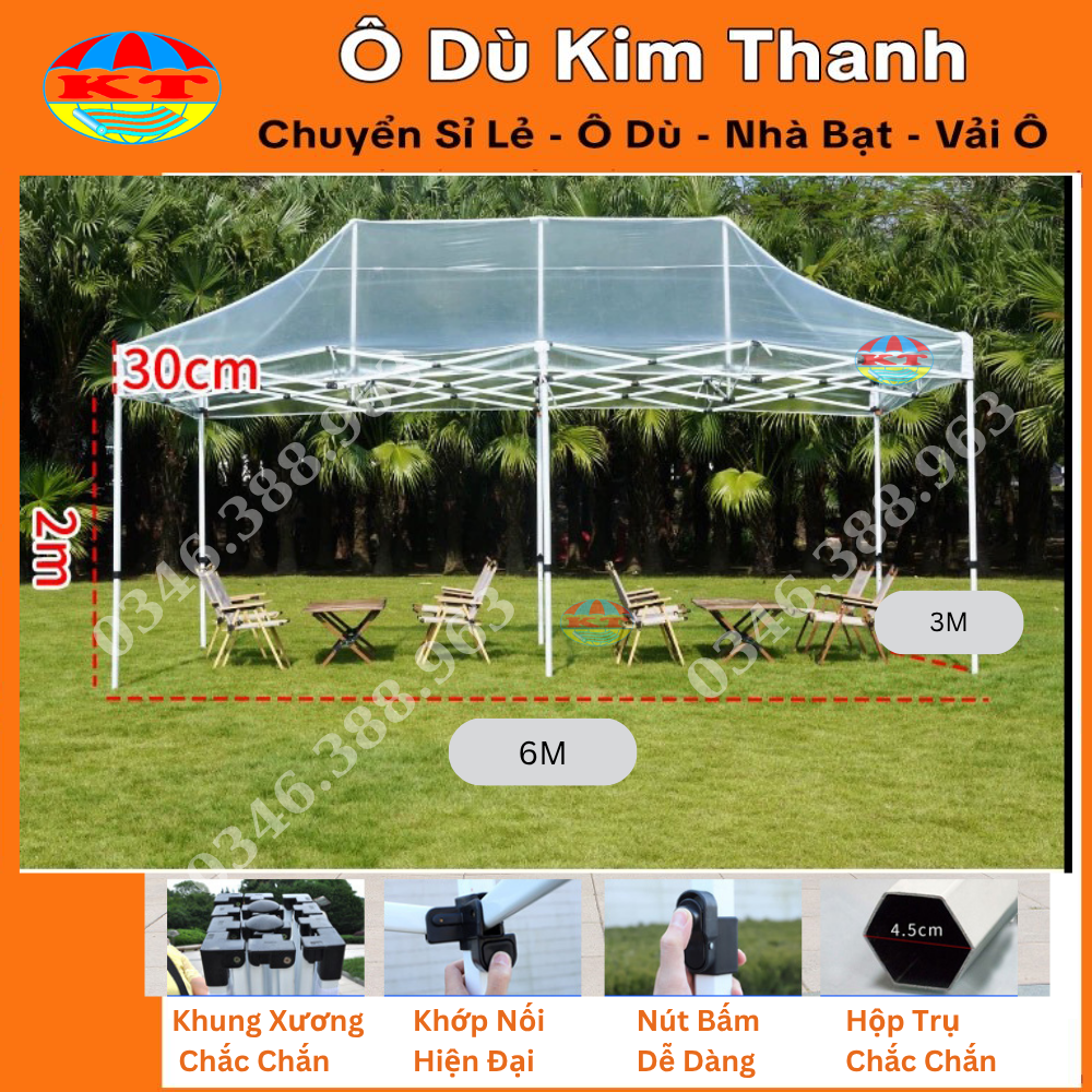 Nhà Bạt Gấp Gọn Trong Suốt + Rèm Che Trong Suốt