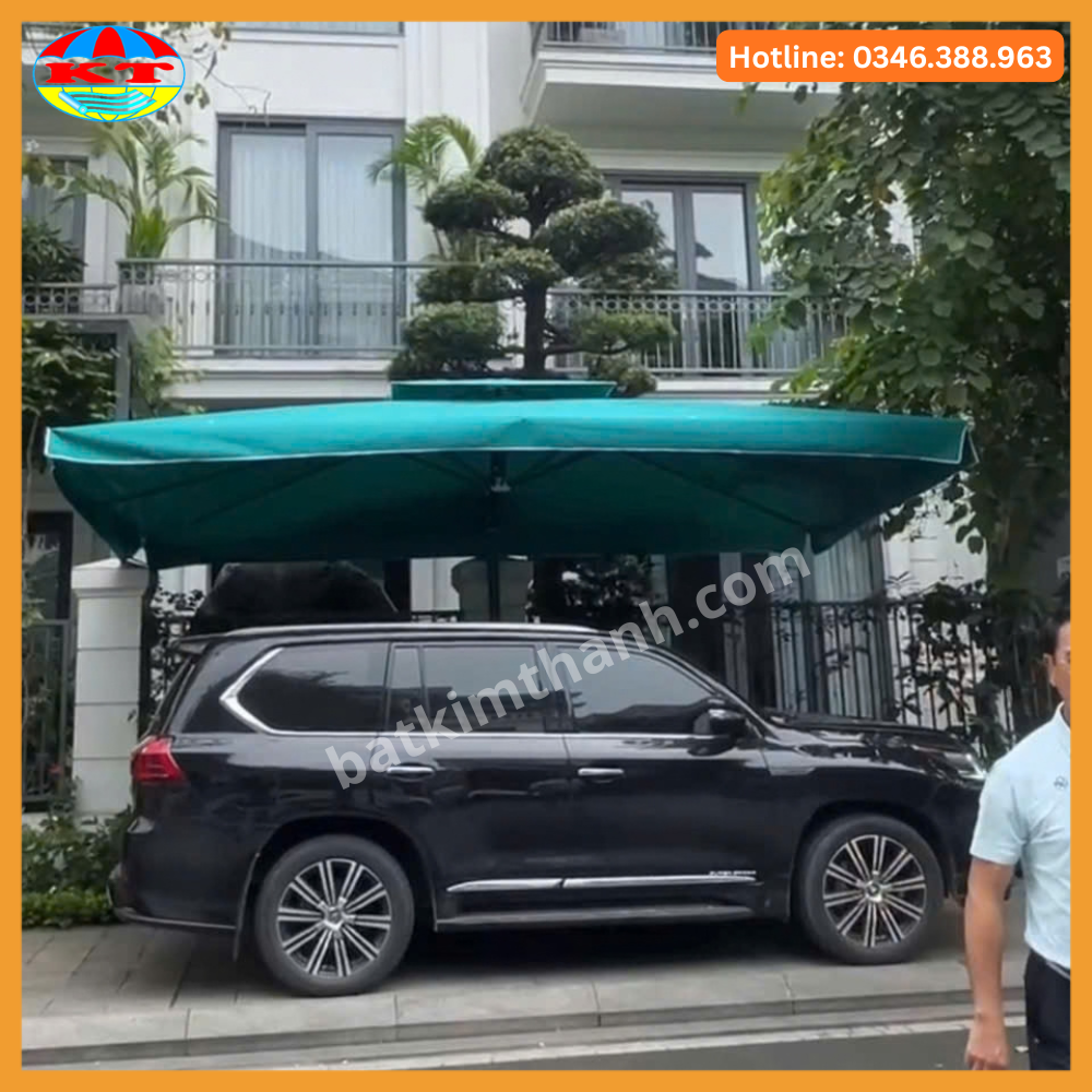 Ô Lệch Tâm 3x5m Che Ô Tô Khung Hộp 75x75