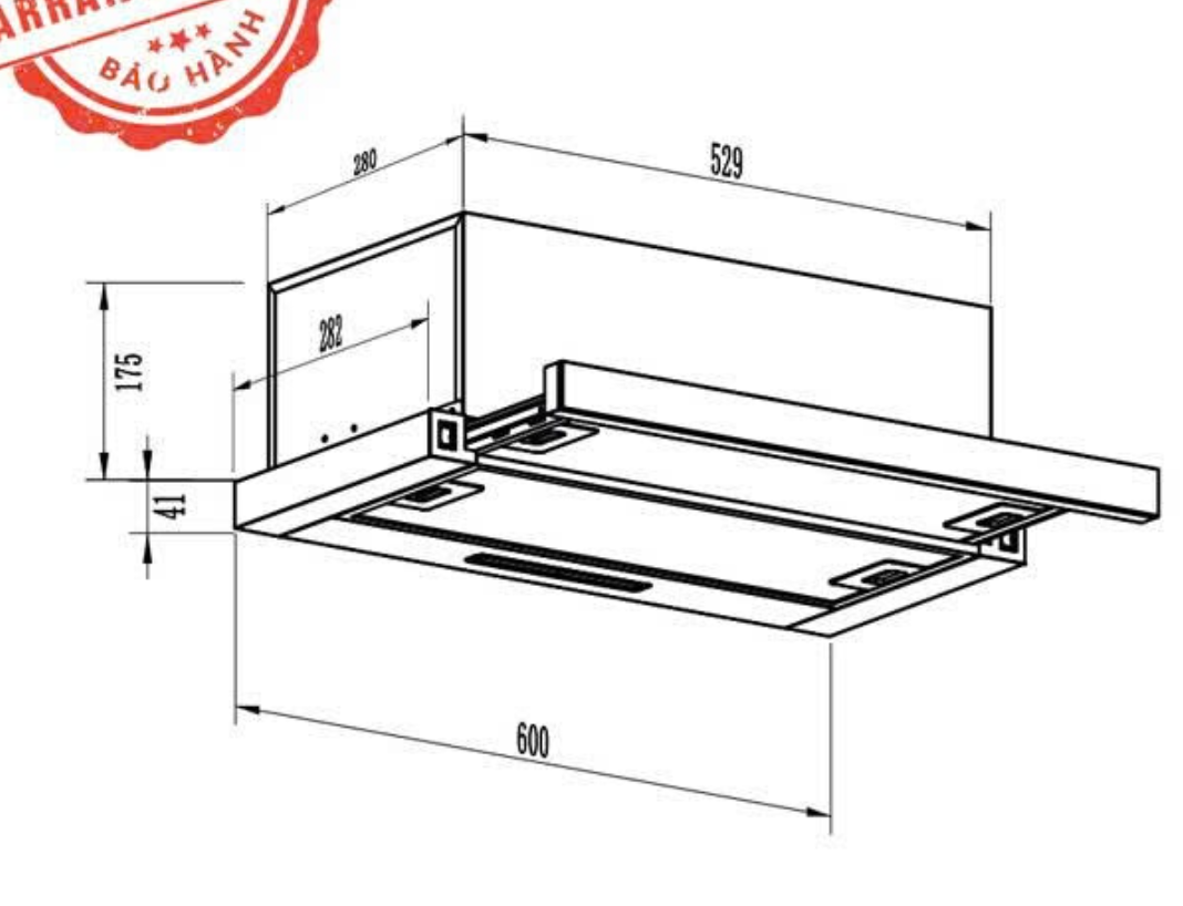Máy hút mùi âm tủ Ogier GLE 6003TC
