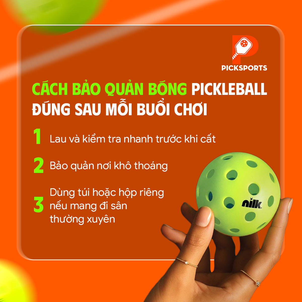 Cách bảo quản bóng Pickleball PickSports.vn