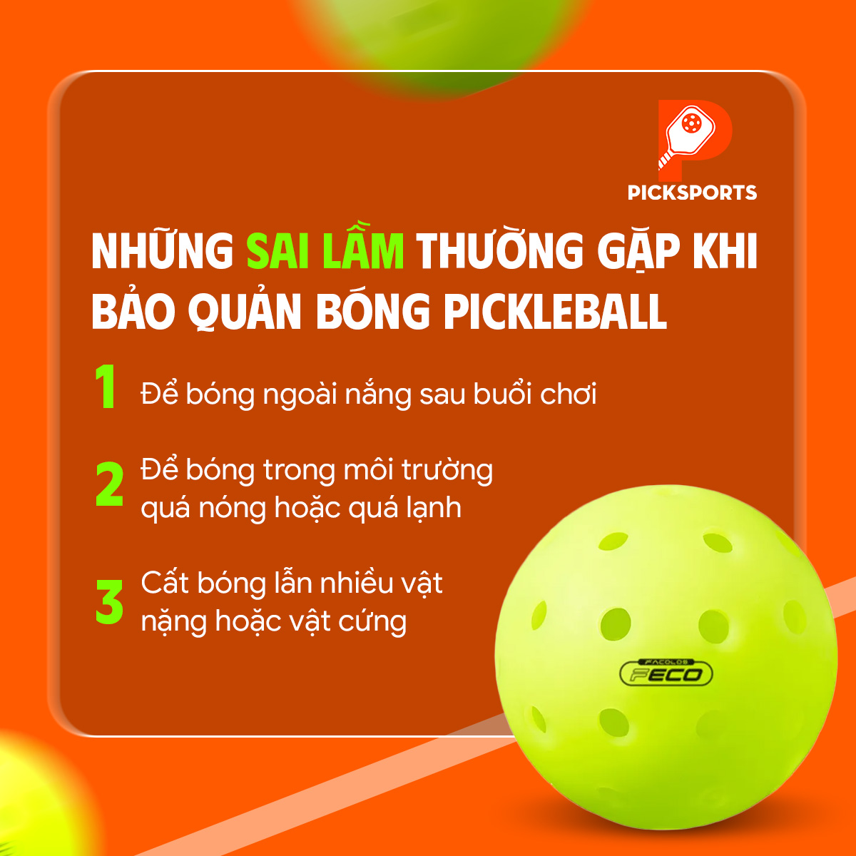 Cách bảo quản bóng Pickleball PickSports.vn
