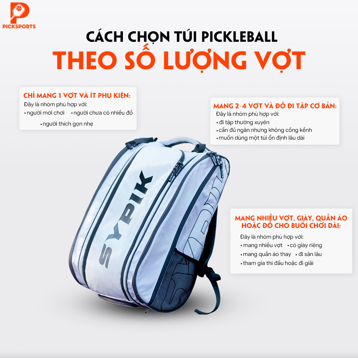 Cách chọn balo Pickleball hoặc túi Pickleball picksports.vn