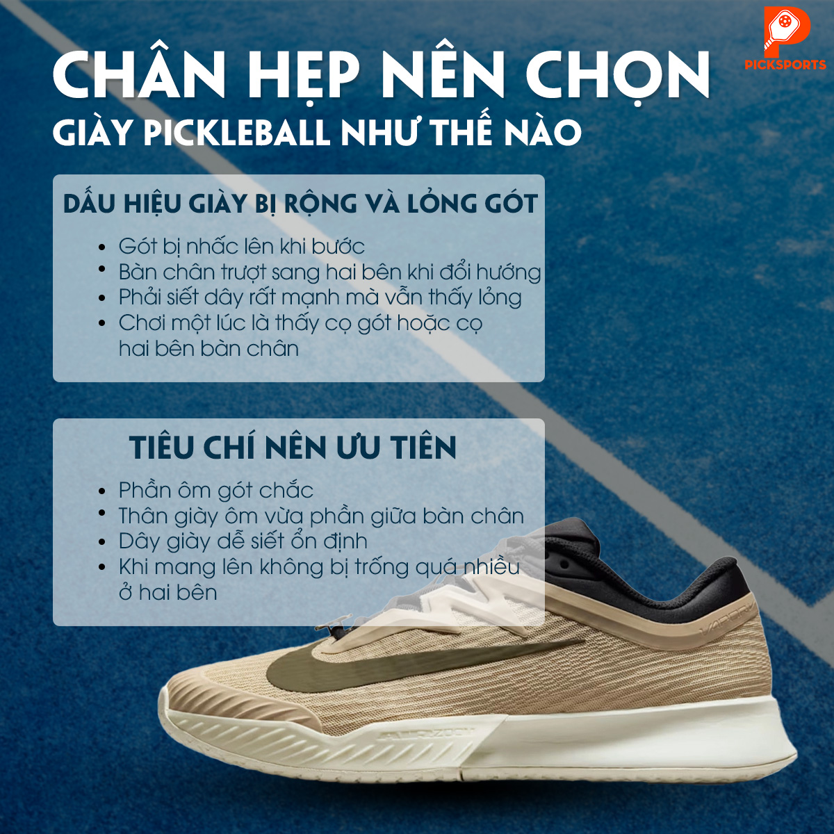 Cách chọn giày Pickleball - Picksports.vn