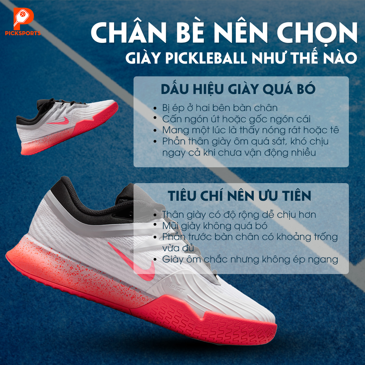 Cách chọn giày Pickleball - Picksports.vn