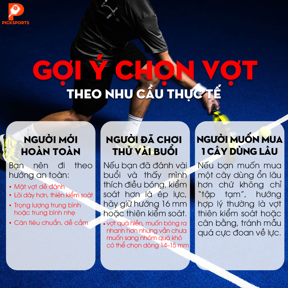 Cách chọn vợt Pickleball cho người mới - PickSports.vn