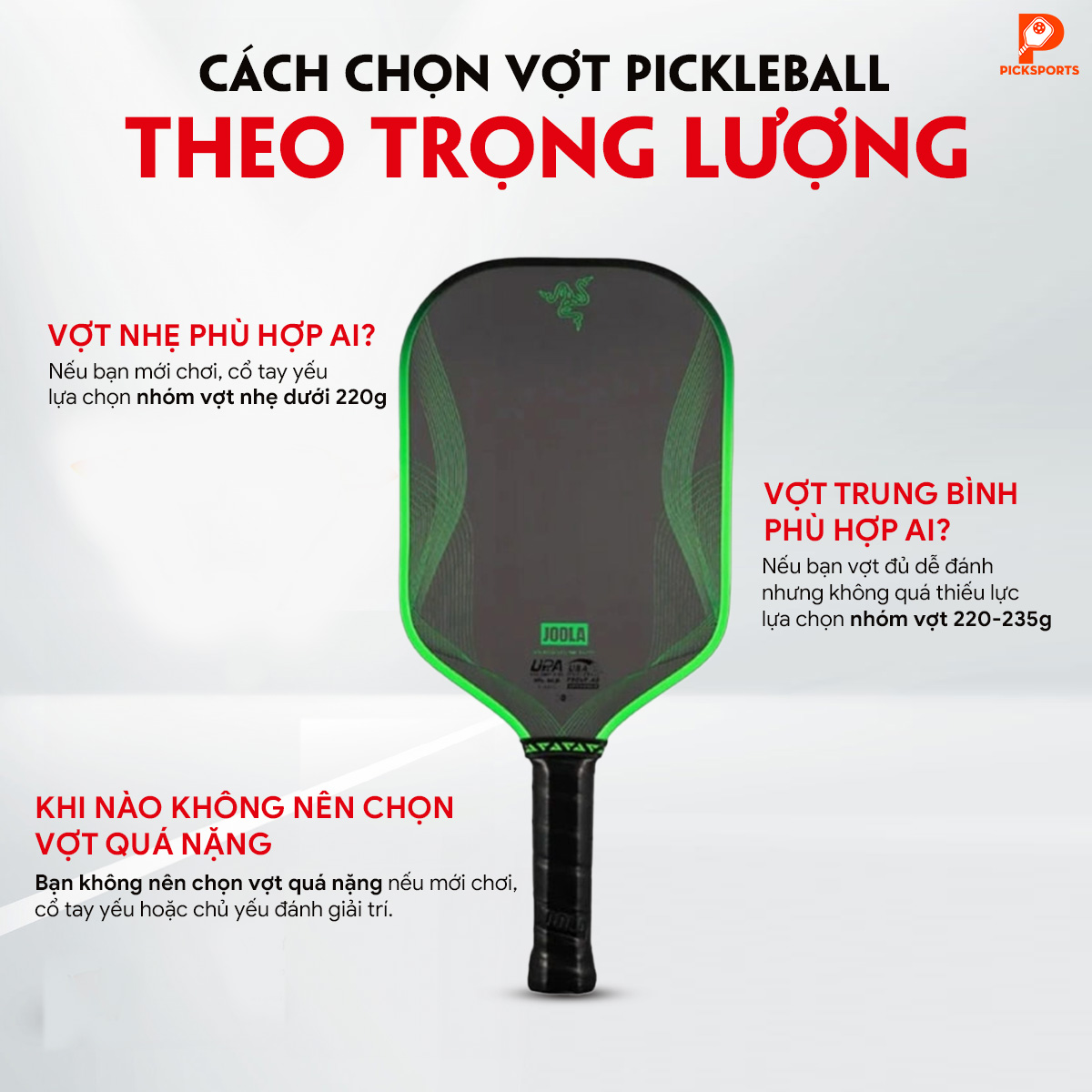 Cách chọn vợt Pickleball cho người mới Picksports.vn