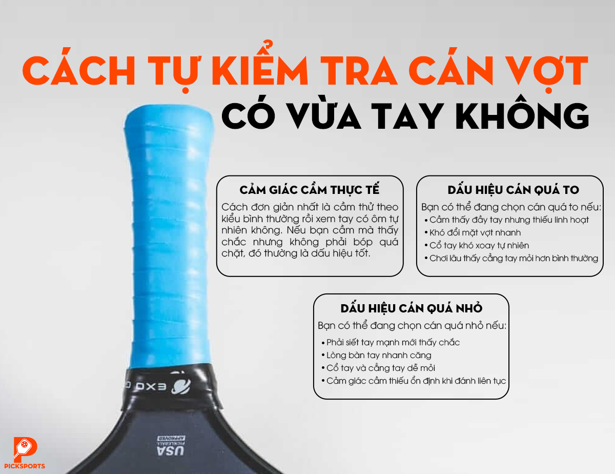 Chọn size cán vợt Pickleball - Picksports.vn