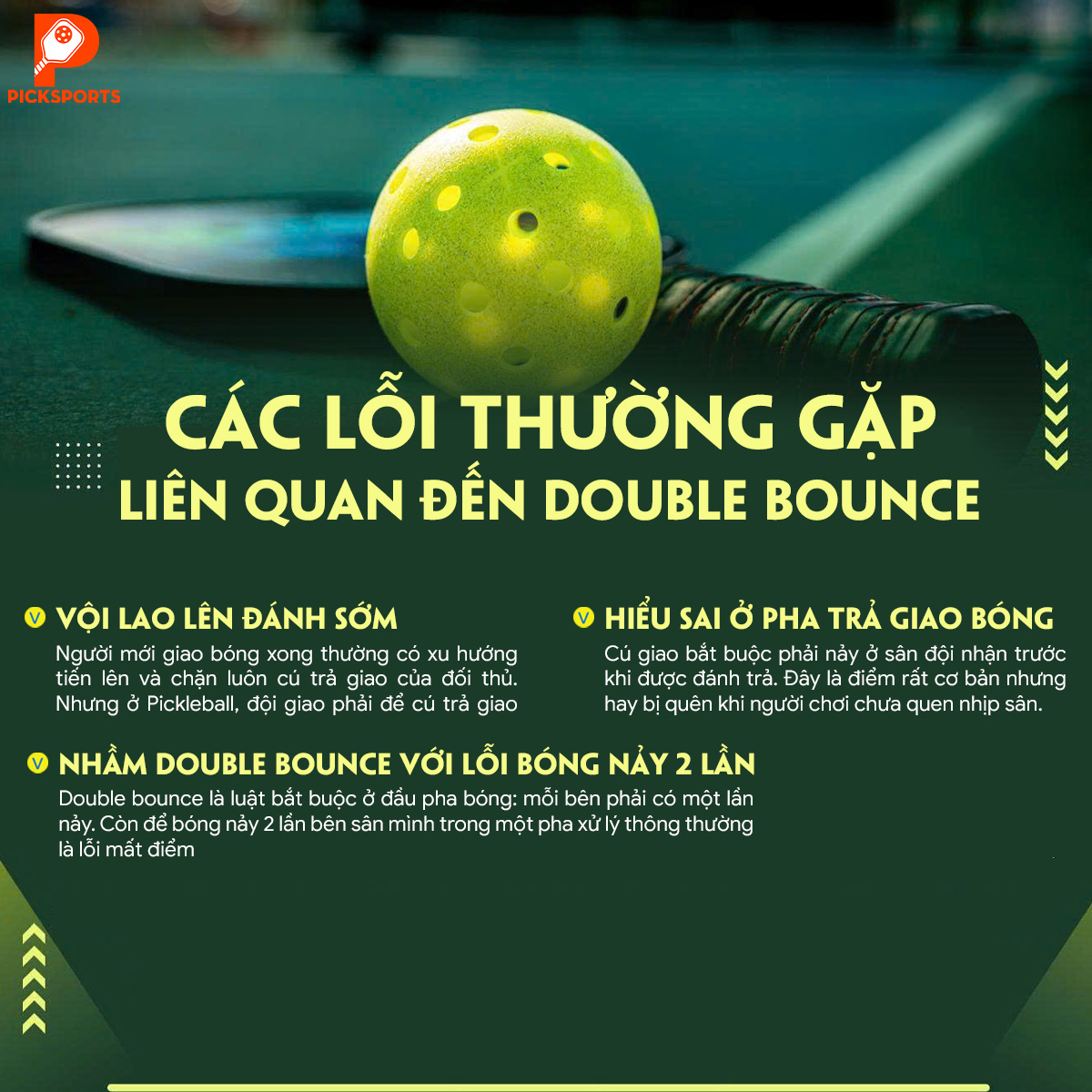 Double bounce là gì trong Pickleball - Picksports.vn