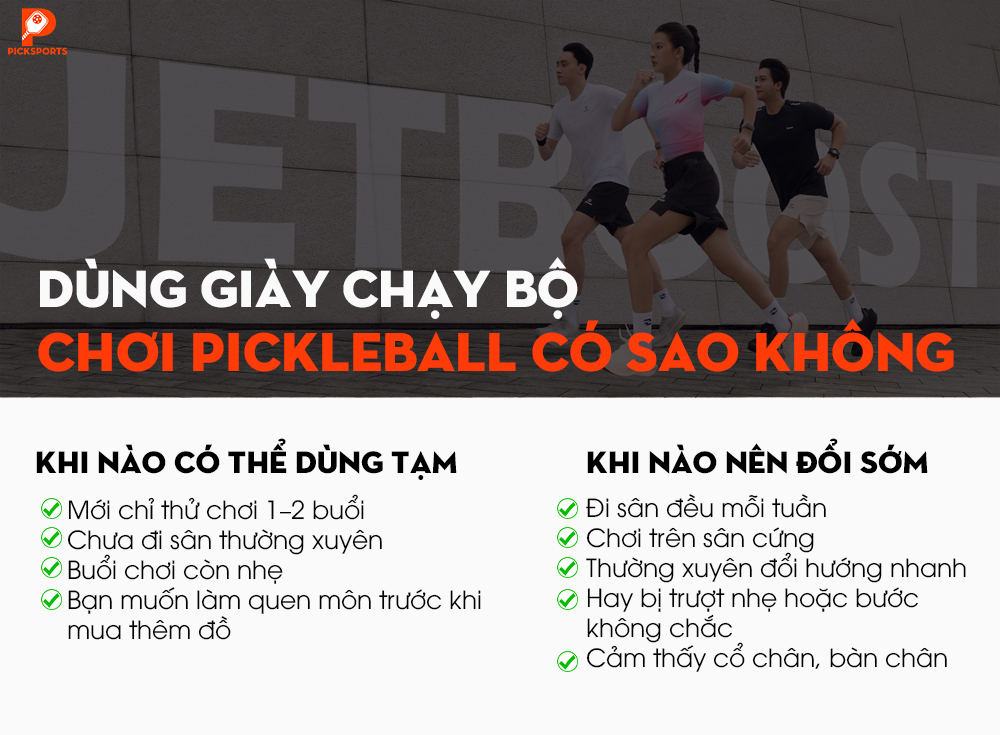 Giày Pickleball khác giày chạy bộ thế nào - Picksports.vn