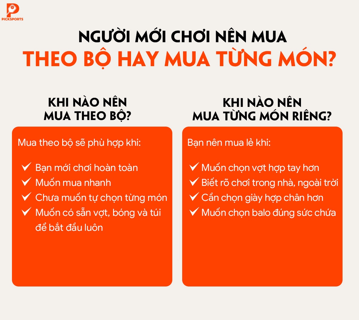 Người mới chơi Pickleball cần mua gì tại PickSports.vn