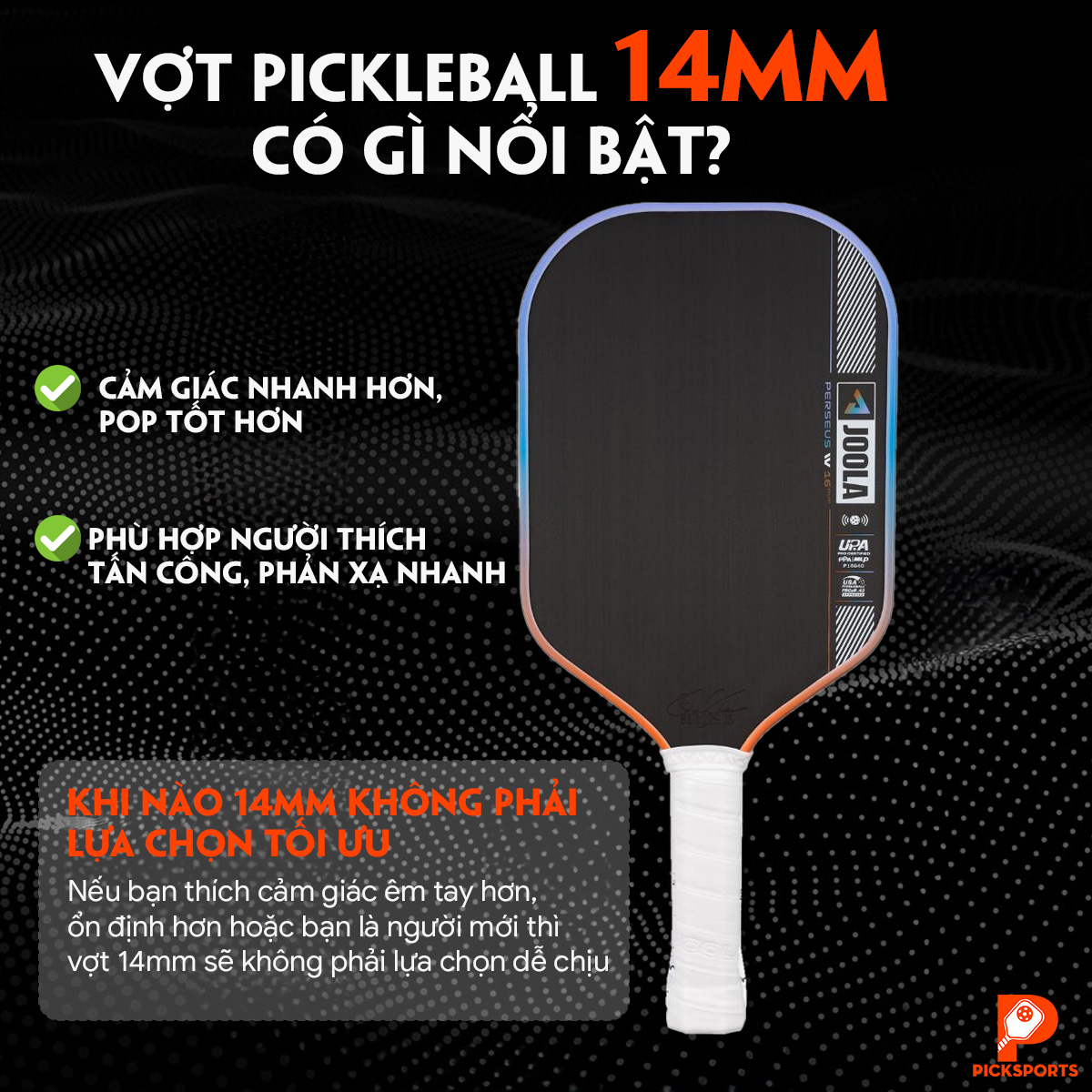 So sánh vợt Pickleball 14mm và 16mm Picksports.vn