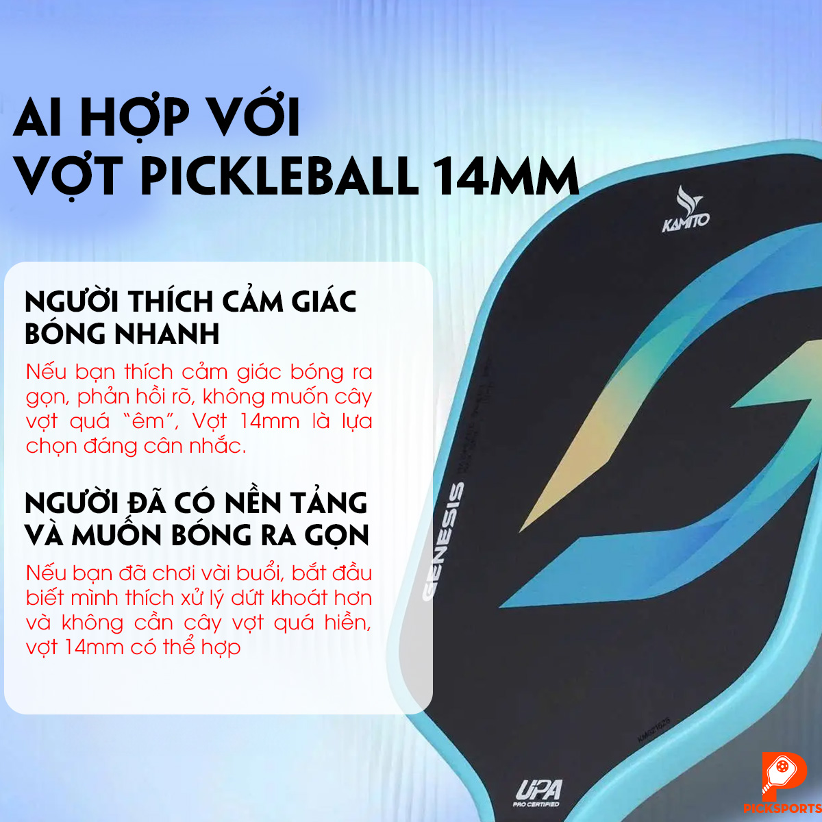 Vợt Pickleball 14mm và 16mm khác nhau thế nào - Picksports.vn