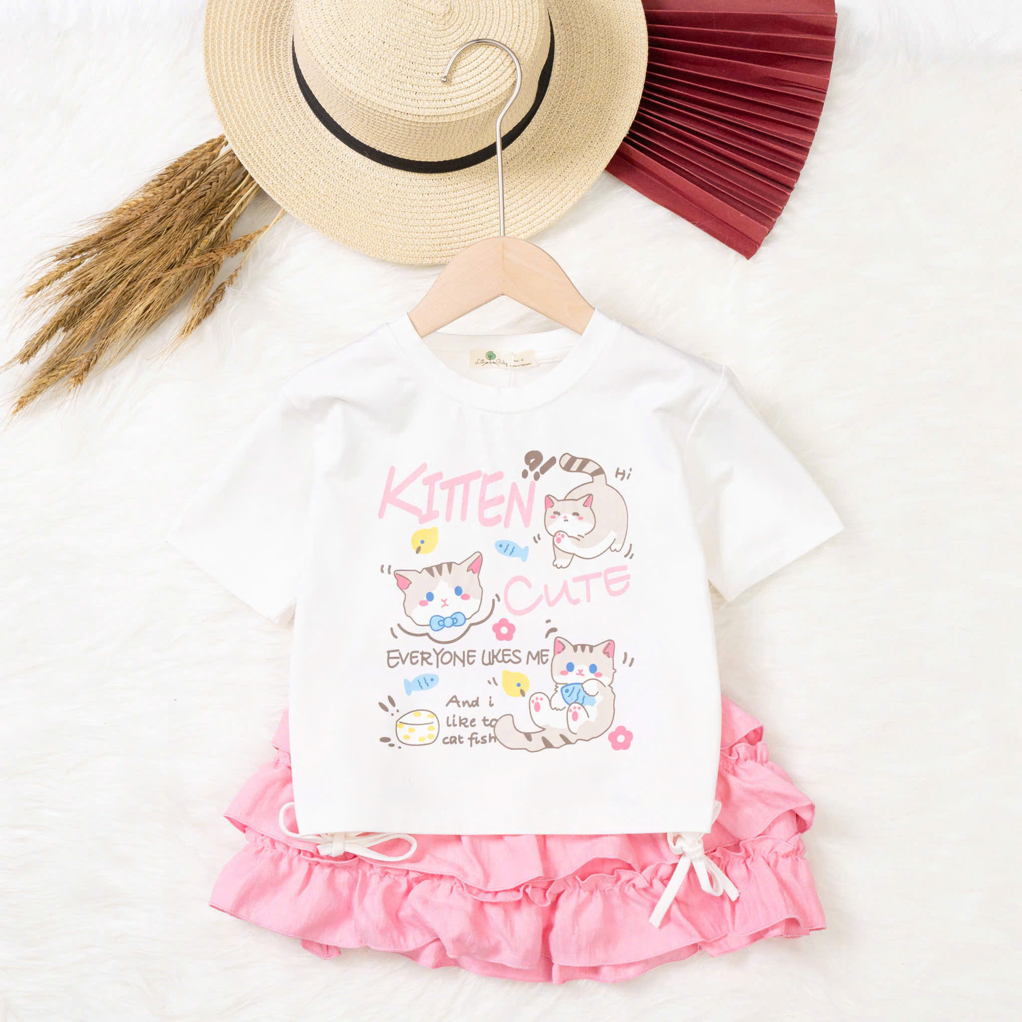 Bộ cotton trẻ em - bé gái G001 4/12 TS05