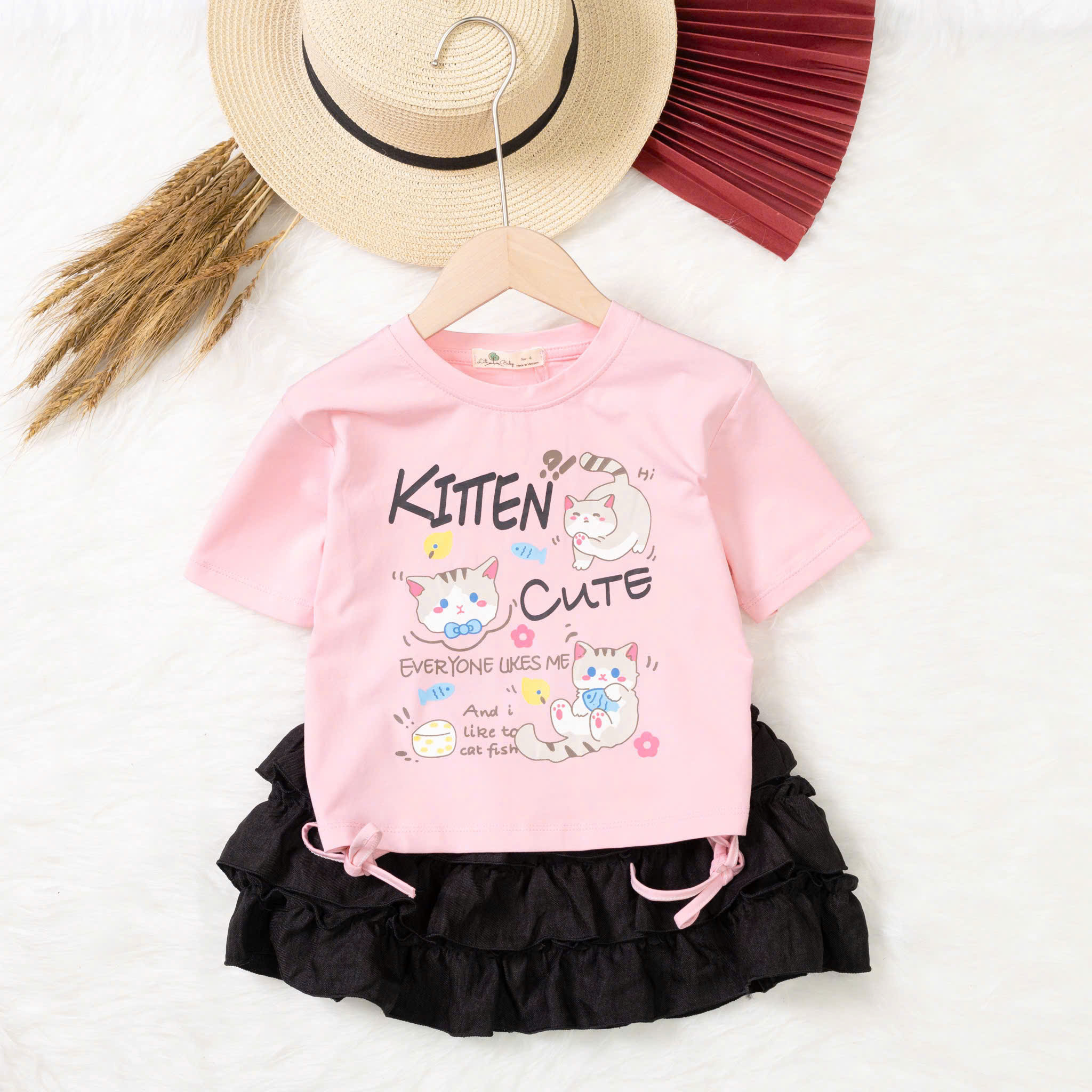 Bộ cotton trẻ em - bé gái G001 4/12 TS05