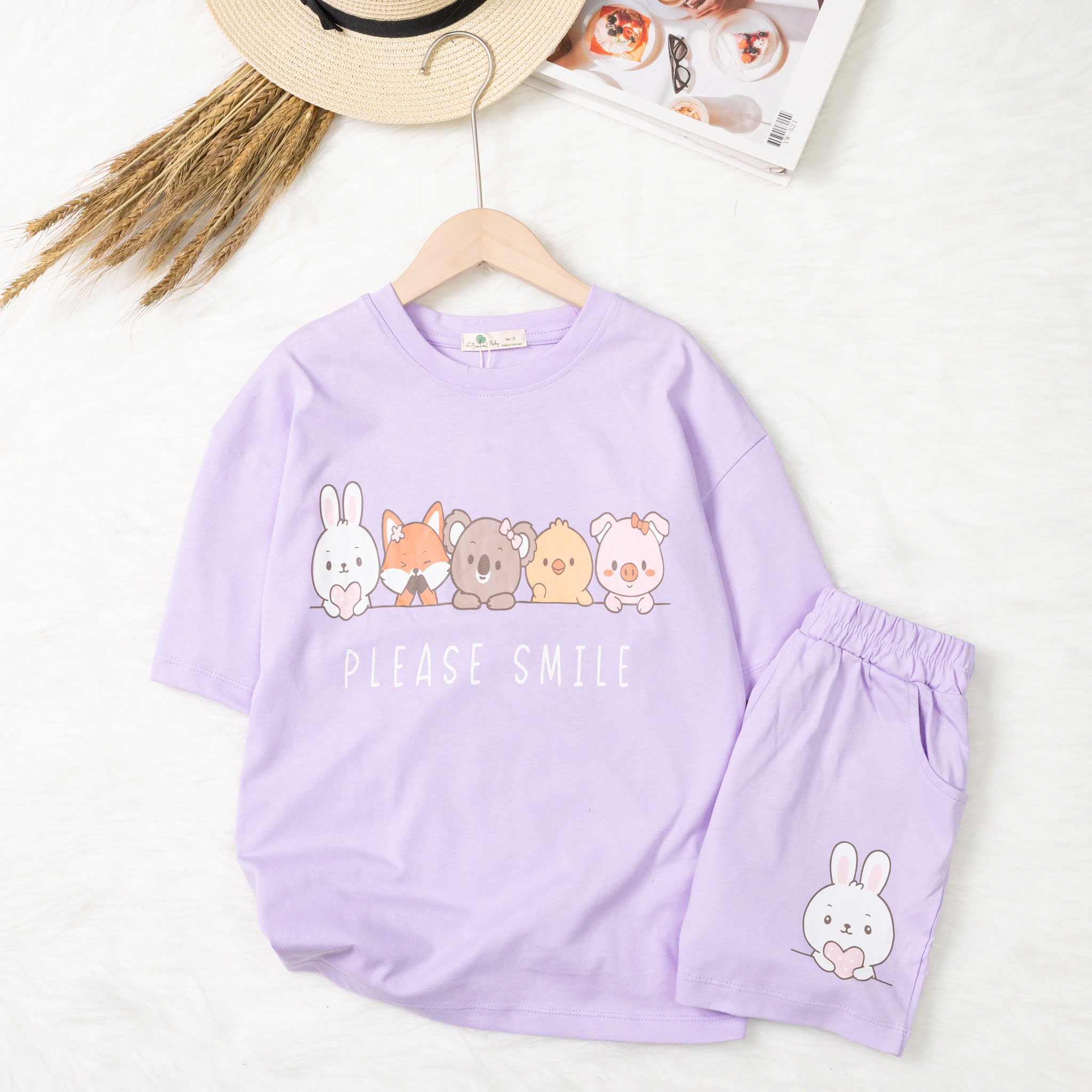 Bộ cotton trẻ em - bé gái G001 8/14 TS10