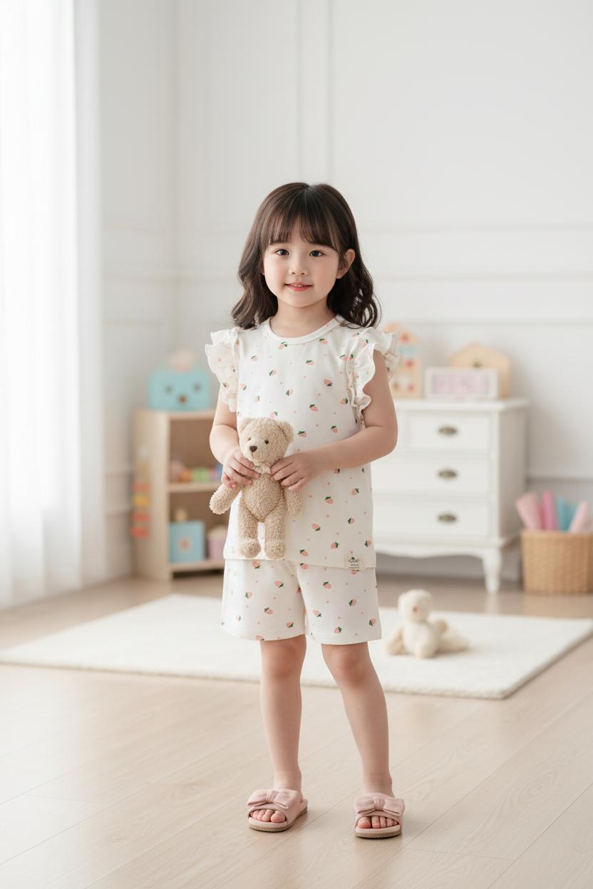 Bộ cotton trẻ em - bé gái G006 9mM/5T