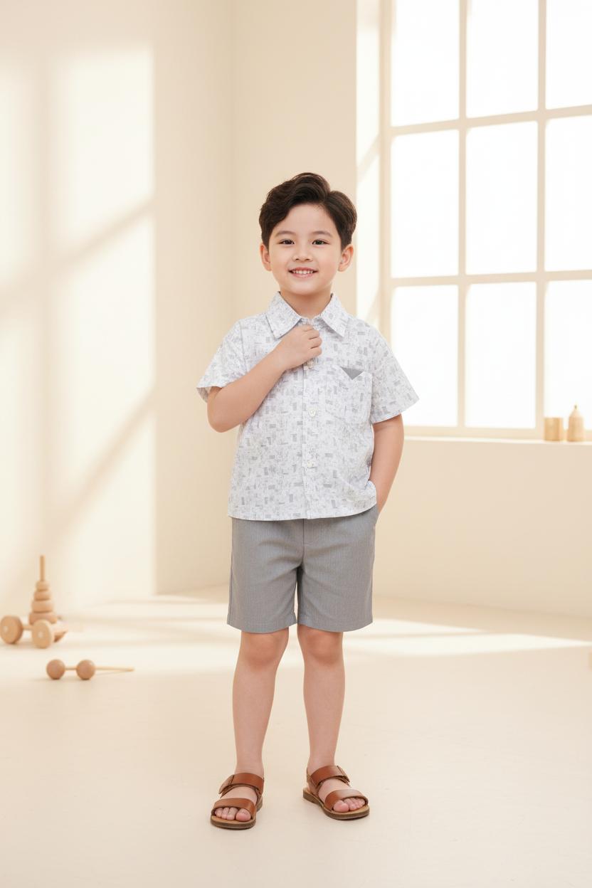Bộ cotton trẻ em - bé trai B001 2/10 NH55
