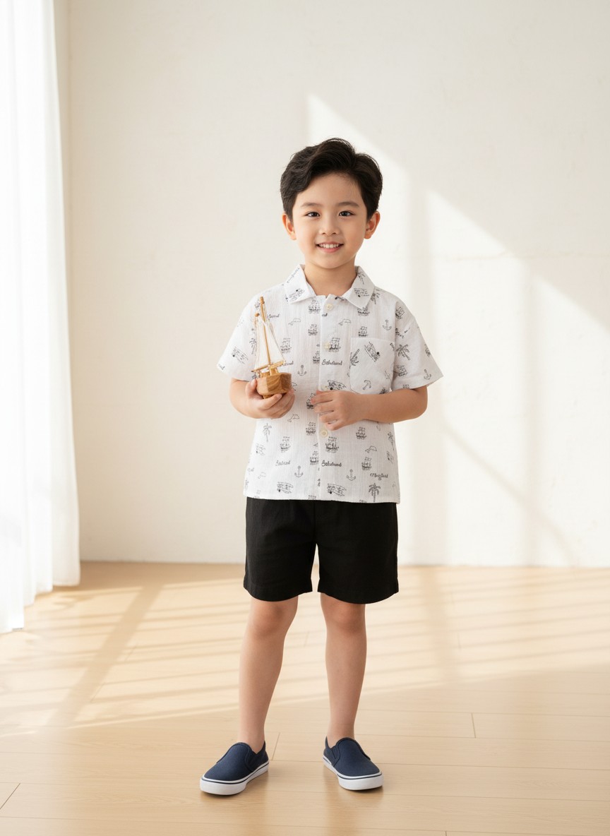 Bộ cotton trẻ em - bé trai B001 2/10 NH55