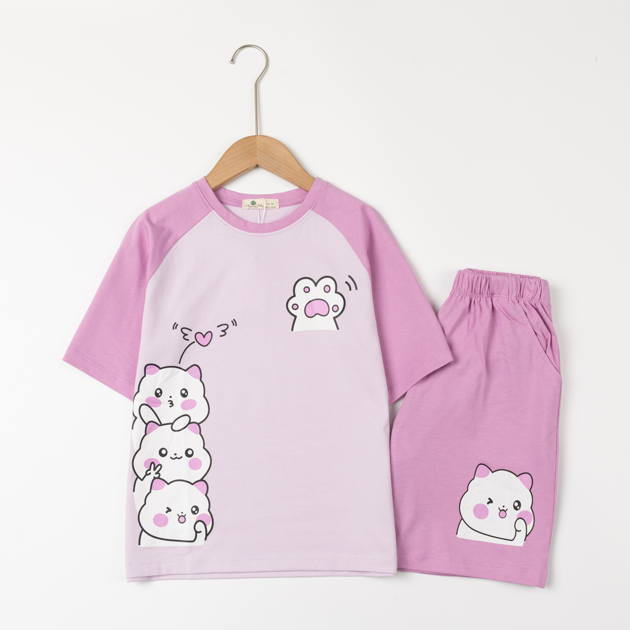 Bộ cotton trẻ em - bé gái G001 10/16 TS51