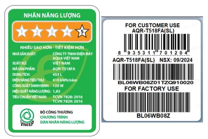 Tủ lạnh Aqua Inverter 455 lít AQR-TA518FA(SL)