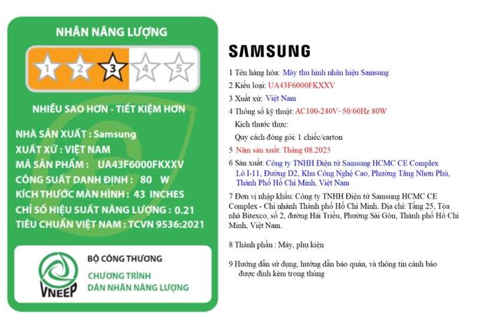 Smart Tivi Samsung FHD 43 inch UA43F6000F