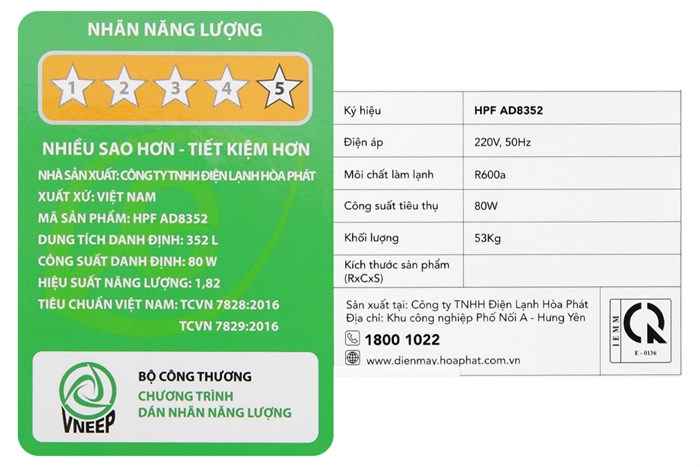 Tủ Đông 352 Lít Hòa Phát HPF-AD8352 Công Nghệ Inverter, 1 Ngăn 2 Cửa