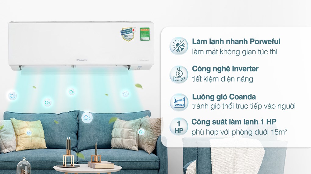 Máy lạnh Daikin Inverter 1 HP ATKB25YVMV