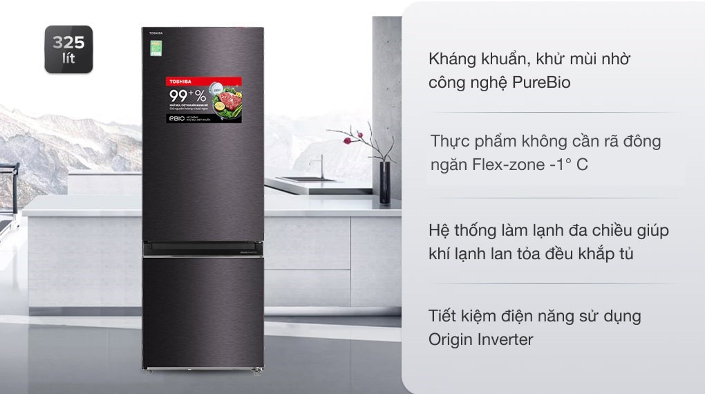 Tủ lạnh Toshiba Inverter 325 lít GR-RB410WE-PMV(37)-SG