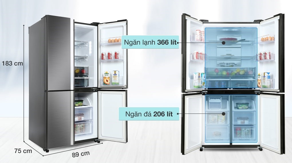 Tủ lạnh Sharp Inverter 572 lít Multi Door SJ-FX640V-SL