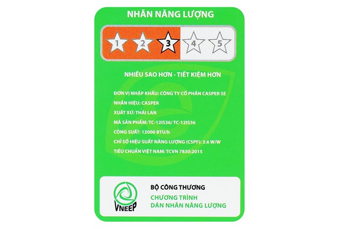 Máy lạnh Casper Inverter 1.5 HP TC-12IS36