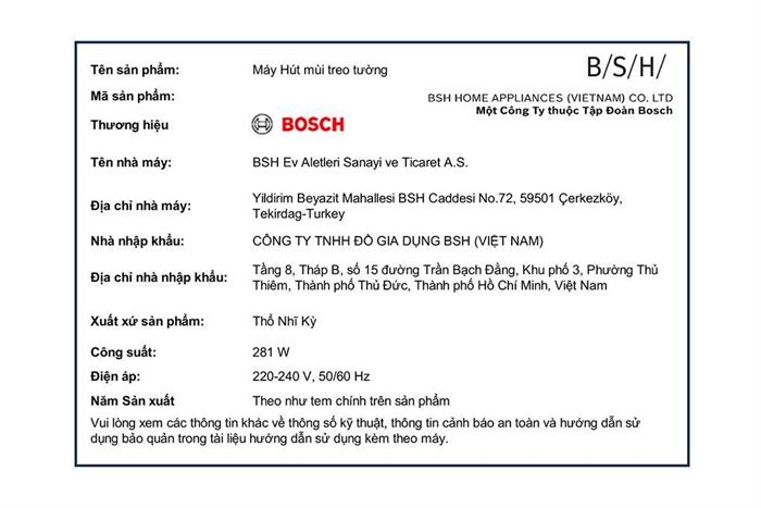 Máy hút mùi chữ T 90cm Bosch DWB97BK61T