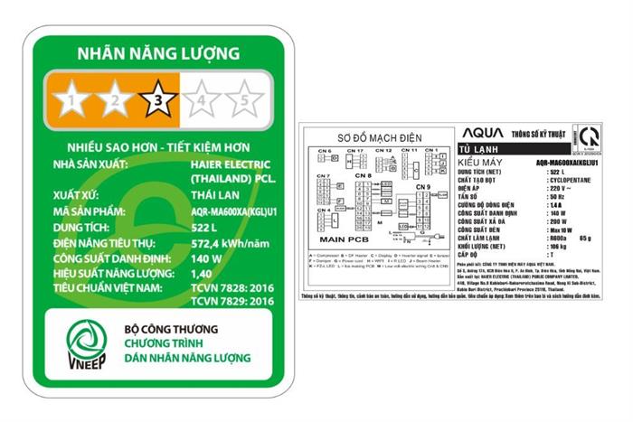 Tủ lạnh Aqua Inverter 522 lít Multi Door AQR-MA600XA(KGL)U1