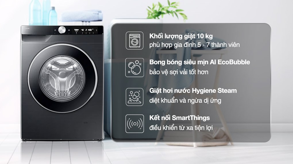Máy giặt Samsung AI EcoBubble Inverter 10 kg WW10DG6U34LBSV