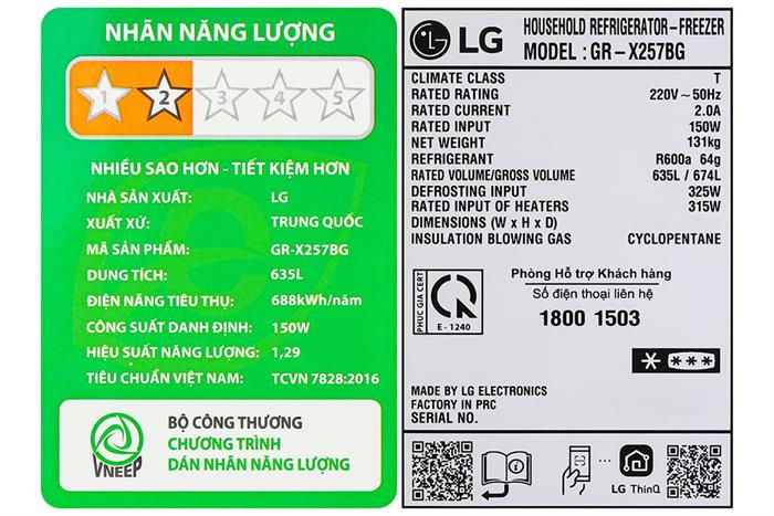 Tủ lạnh LG Inverter 635 lít Side By Side InstaView Door-in-Door GR-X257BG