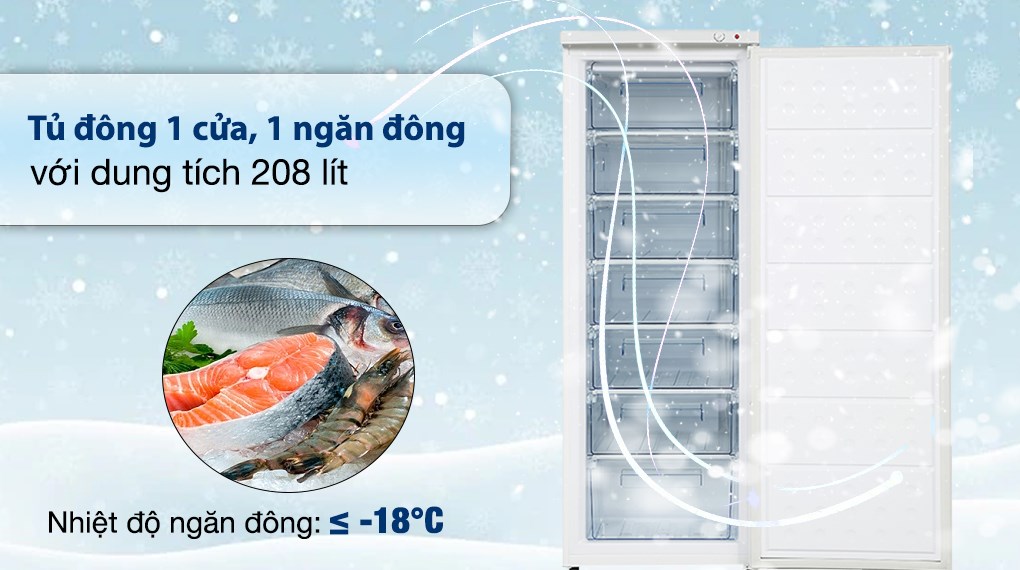 Tủ đông đứng Hòa Phát 208 Lít HPF UAH6208